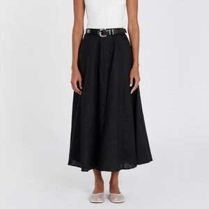 DISSH Sofia Black Linen Midi Skirt Size 6